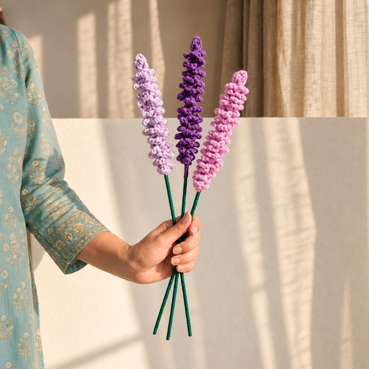 Lavender Flower Stem | Handmade Crochet Decor