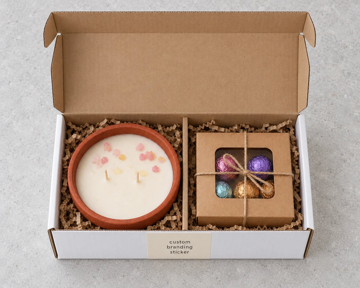 Utsav Gift Box | Soy Candle &amp; Handmade Chocolates Diwali Hamper