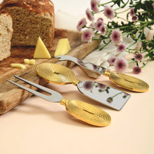 Load image into Gallery viewer, Brass Cheese Knife Set of 3 | Ekaantrik  - Concentric design
