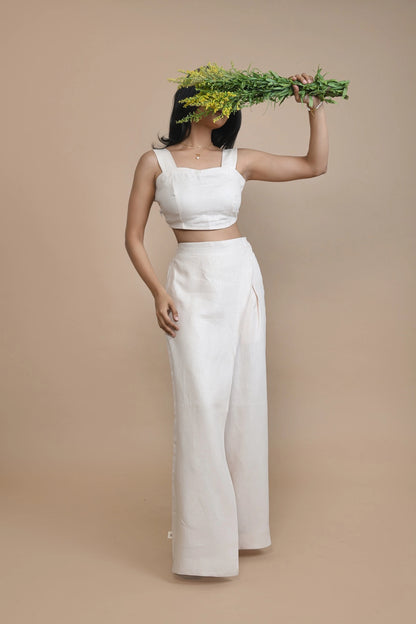 Comfortable Peach Hemp Crop Top With Elastic Band
