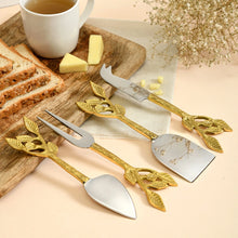 Load image into Gallery viewer, Patram Cheese and Serving Knives | Stainless Steel and Lead-Free Brass | Lead Design | Set of 4
