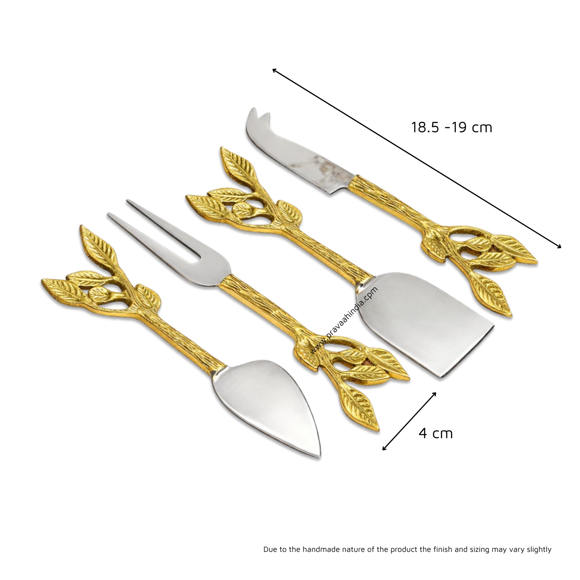 Patram Cheese Knife Set | Stainless Steel Blades | Brass Handles | Wedding &amp; Housewarming Gift