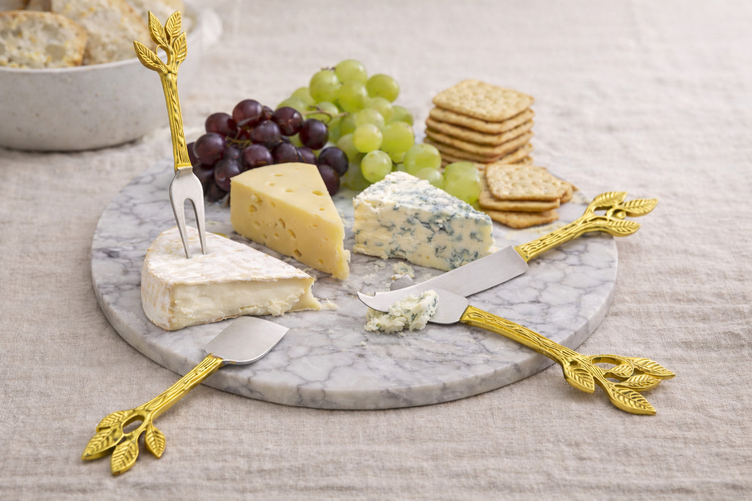 Patram Cheese Knife Set | Stainless Steel Blades | Brass Handles | Wedding &amp; Housewarming Gift