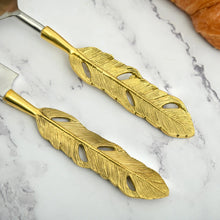 Load image into Gallery viewer, Punkh Cake and Knife Serving | Set of 2 | Lead Free Brass and Stainless Steel
