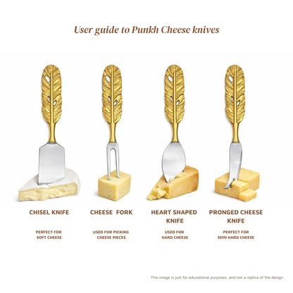 Punkh Cheese Knife Set | Stainless Steel with Brass Handle | Wedding Gift | Gift Ready