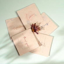 Load image into Gallery viewer, Pushp Hemp Paper Gift Cards | Set of 5 Cards and Envelopes
