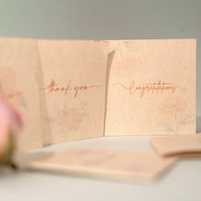 Load image into Gallery viewer, Pushp Hemp Paper Gift Cards | Set of 5 Cards and Envelopes
