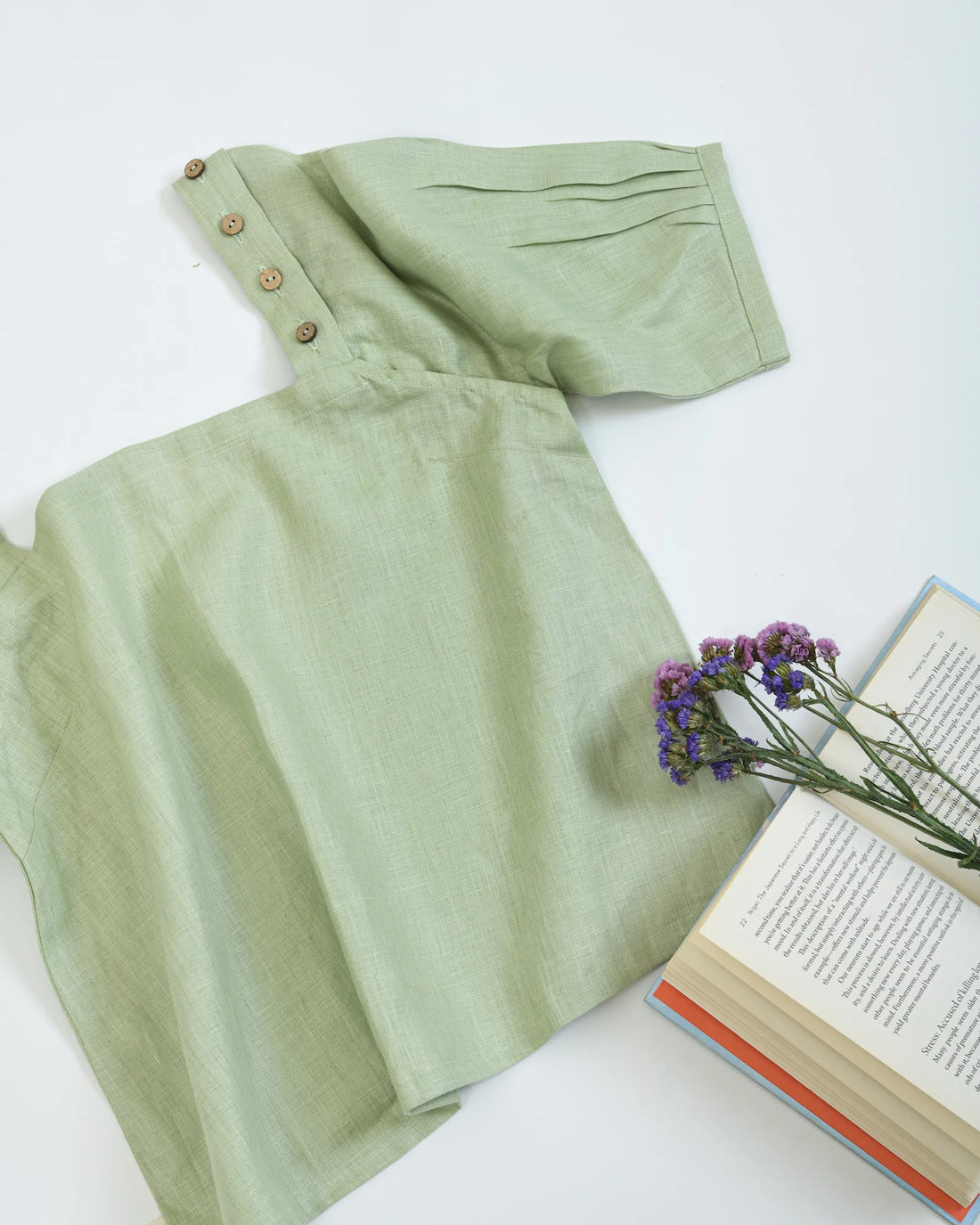 Breathable Hemp Top With Adjustable Sleeves In Pistachio