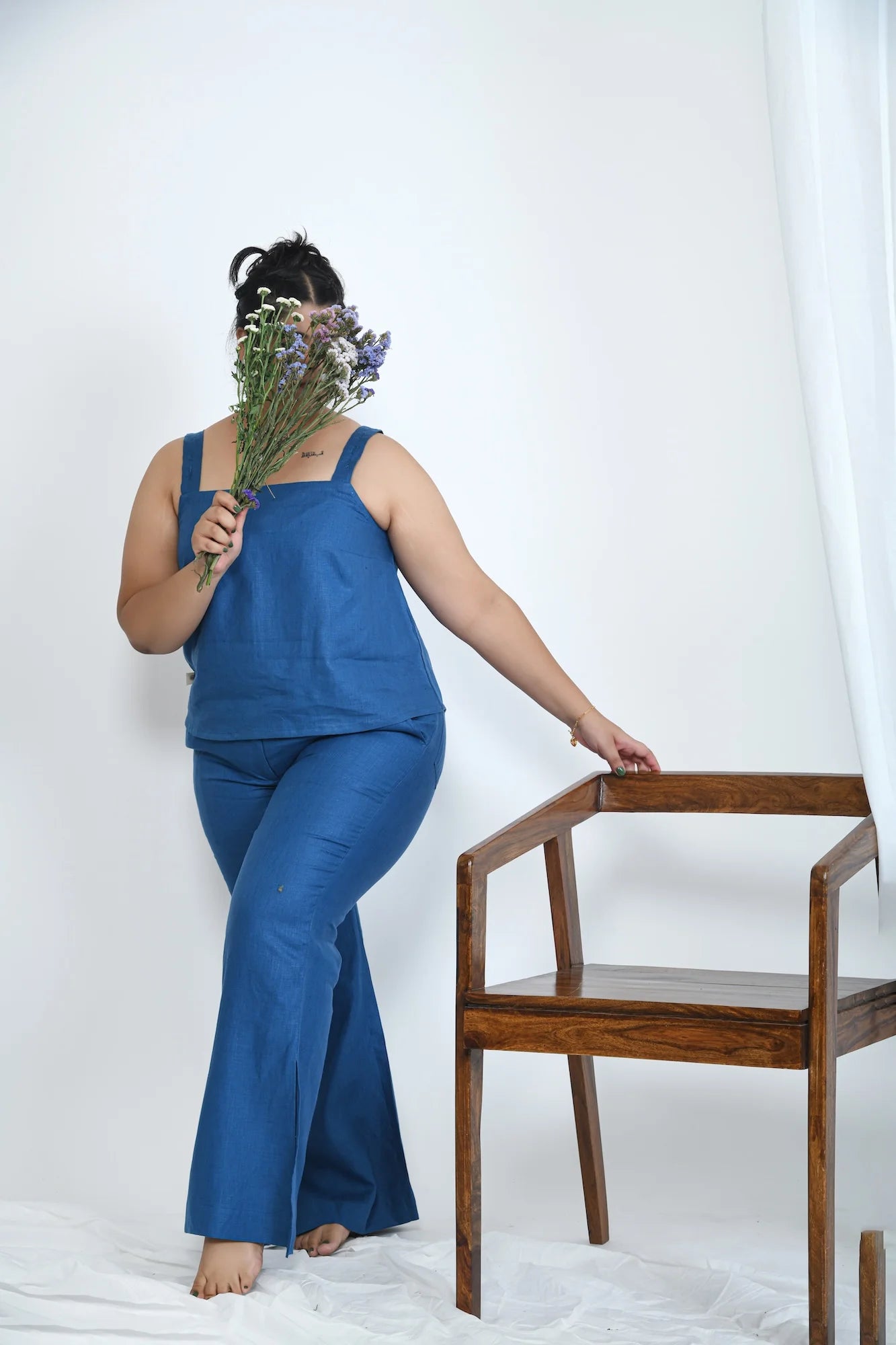 Eco-Friendly Hemp Slit Flare Pants | Blueberry – Pravaah India