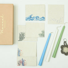 Load image into Gallery viewer, Peaceful Reflections Hamper with  hemp notecards, hemp gift cards, and wool keychain
