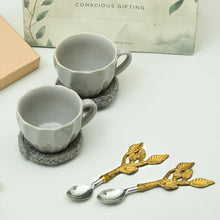 Load image into Gallery viewer, Tea for Two | Cups, coasters and brass spoons | Eco-friendly Gift Hamper
