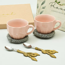 Load image into Gallery viewer, Tea for Two | Cups, coasters and brass spoons | Eco-friendly Gift Hamper
