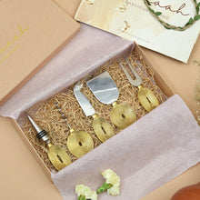Load image into Gallery viewer, Wine and Cheese Gift Hamper | Brass Cheese Knives and Brass Wine Accessories | Luxury Handmade Gifting
