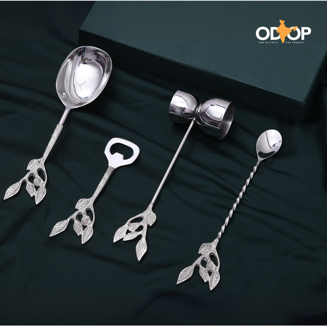 Patram Bar Set, Solid Brass Handles, Luxury Gifting, Chrome Finish