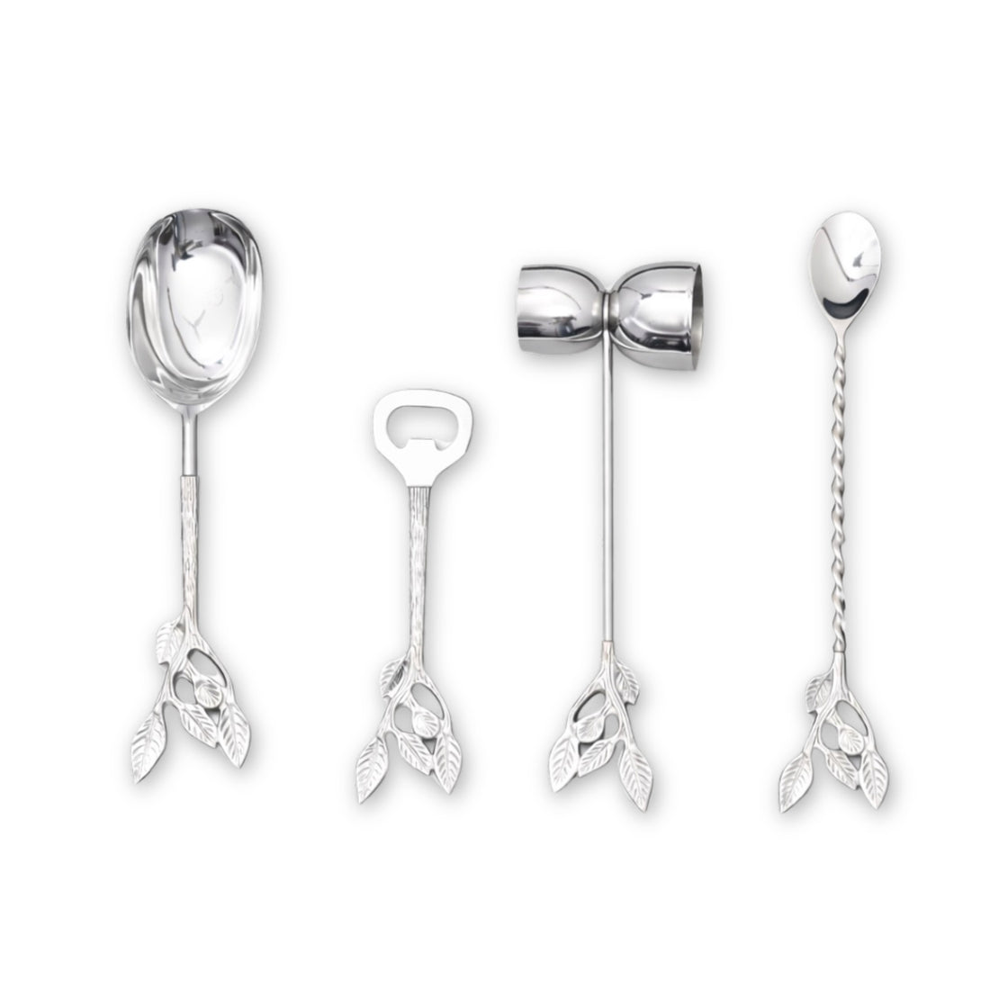 Patram Bar Set, Solid Brass Handles, Luxury Gifting, Chrome Finish