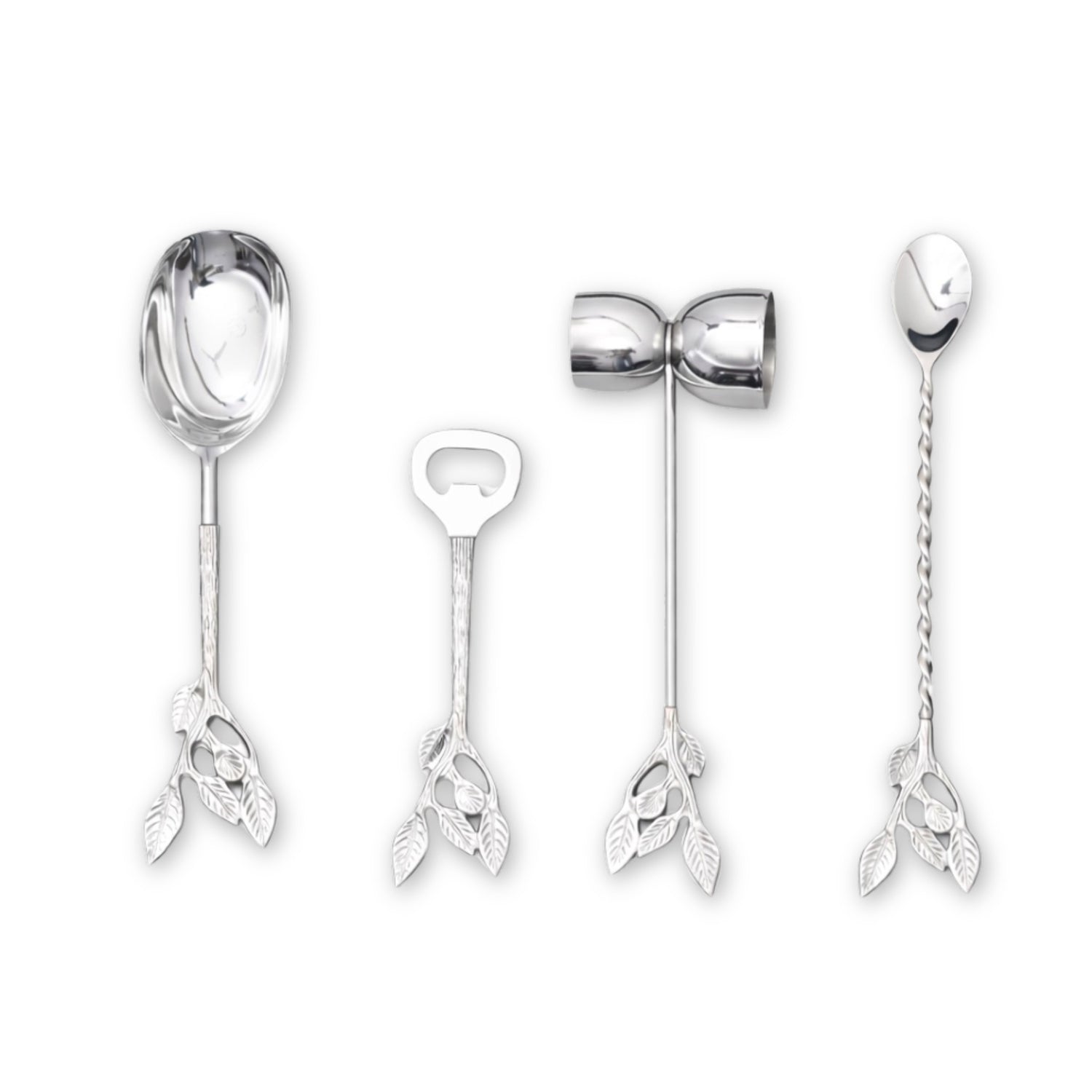 Patram Bar Set, Solid Brass Handles, Luxury Gifting, Chrome Finish