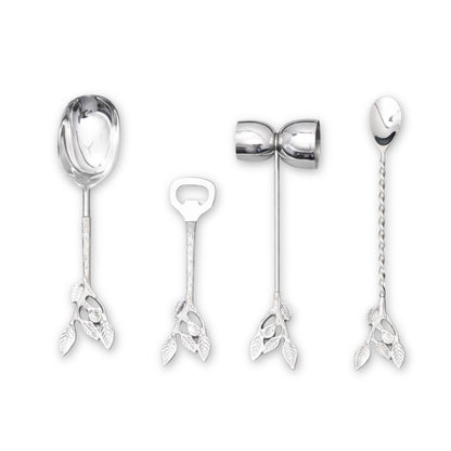 Patram Bar Set, Solid Brass Handles, Luxury Gifting, Chrome Finish