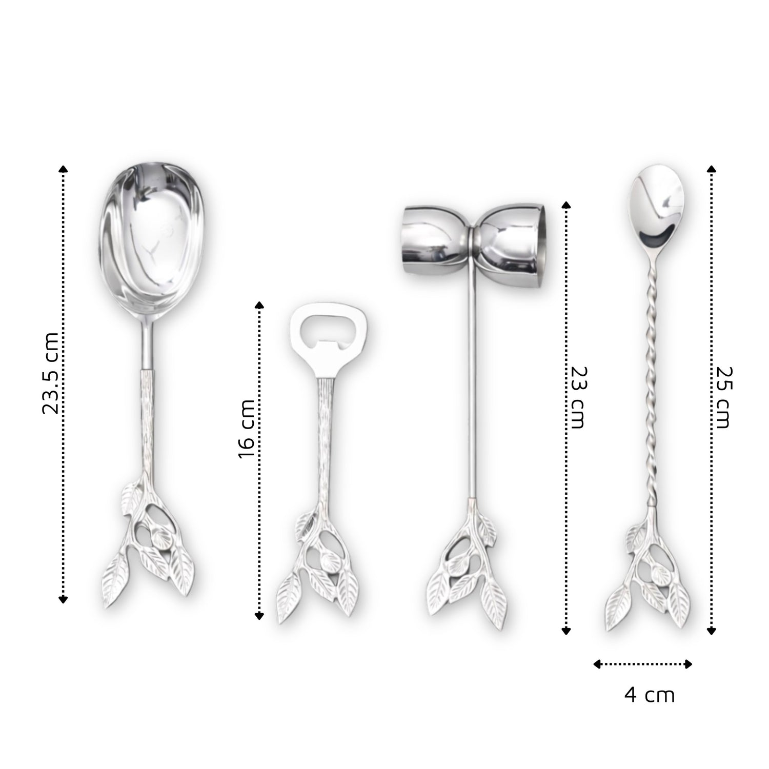 Patram Bar Set, Solid Brass Handles, Luxury Gifting, Chrome Finish