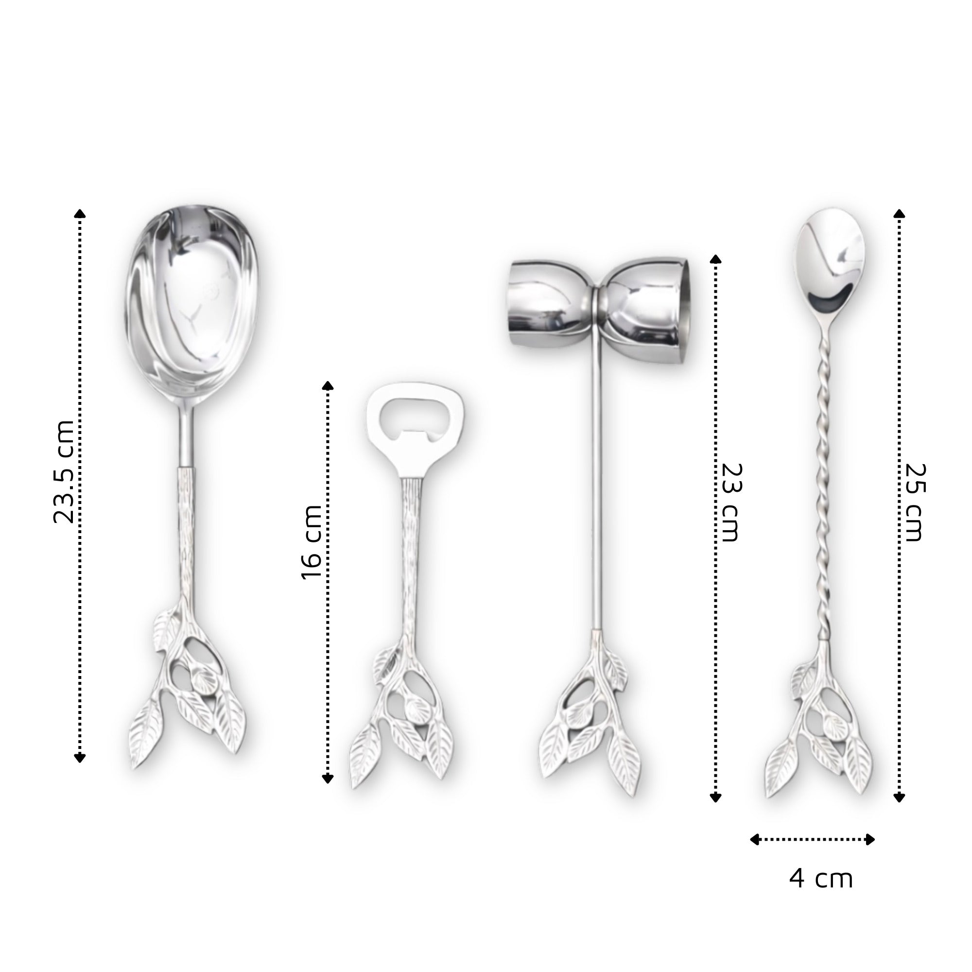 Patram Bar Set, Solid Brass Handles, Luxury Gifting, Chrome Finish