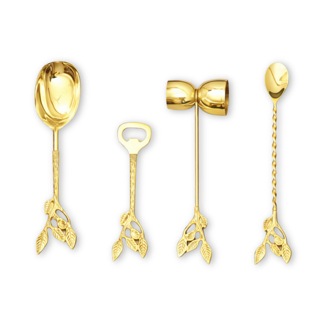 Patram Bar Set, Solid Brass Handles, Luxury Gifting, Gold Finish