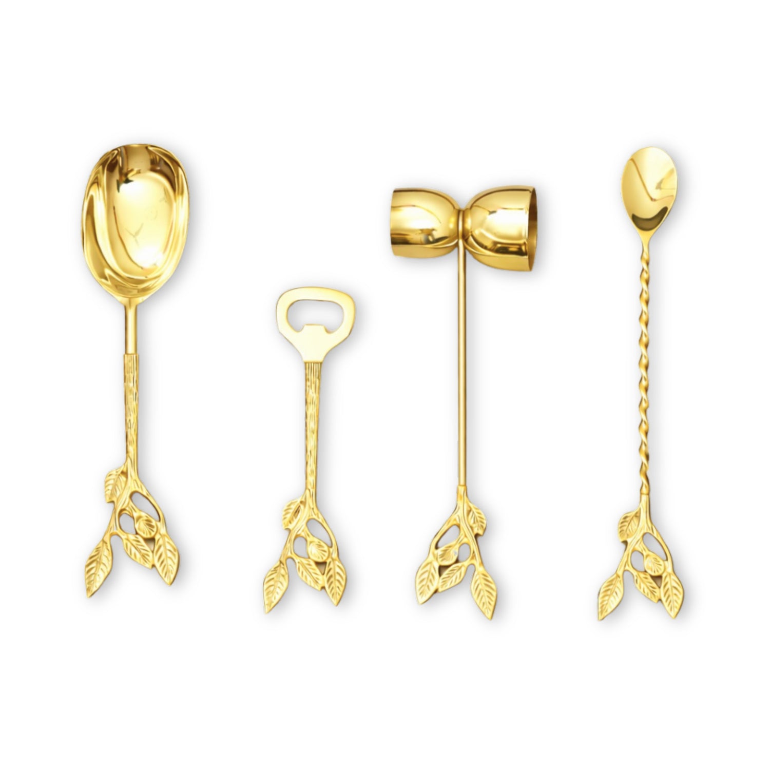 Patram Bar Set, Solid Brass Handles, Luxury Gifting, Gold Finish