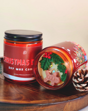 Load image into Gallery viewer, Christmas Dreams Soy Wax Candle l Chocolate Fragrance l Amber Jar Candle (scented)
