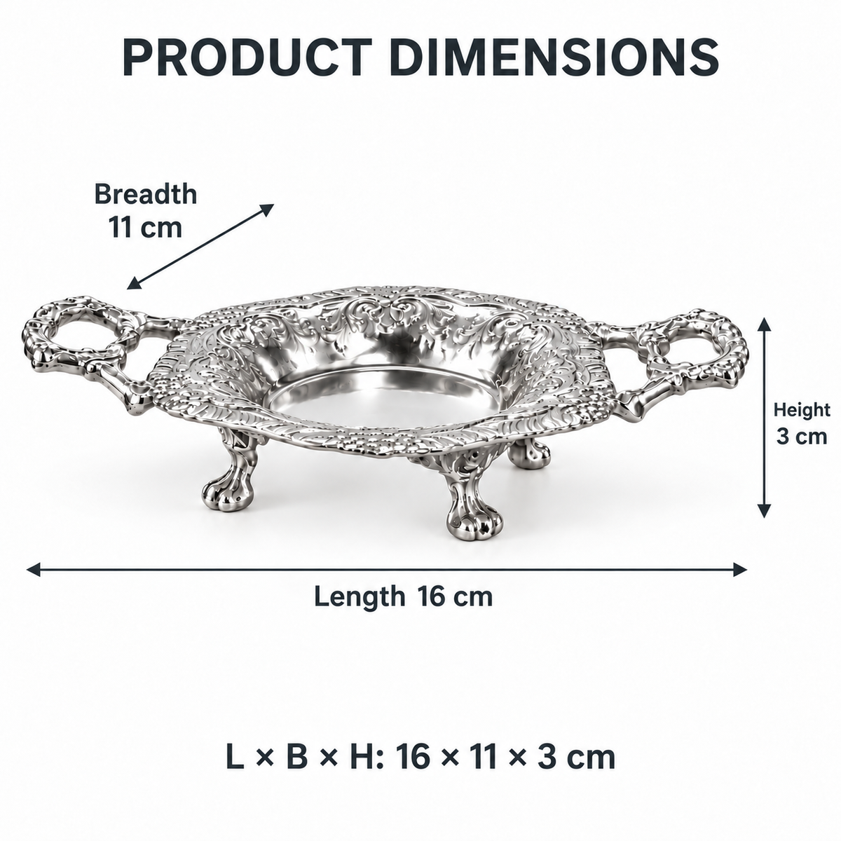 Alankaar Brass Trinket Tray | Flourish Multi-Use Tray Limited Edition | Silver Finish