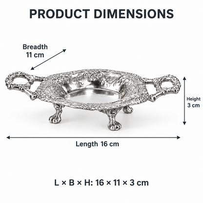 Alankaar Brass Trinket Tray | Flourish Multi-Use Tray Limited Edition | Silver Finish