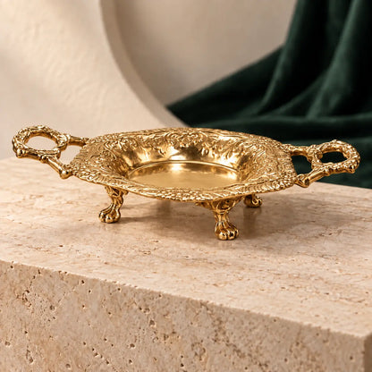 Alankaar Brass Trinket Tray | Flourish Multi-Use Tray Limited Edition | Gold Finish