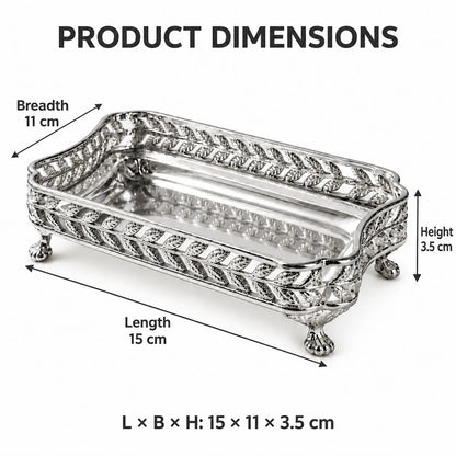 Aangan Brass Multi Use Tray | Nook Trinket Tray | Silver Finish