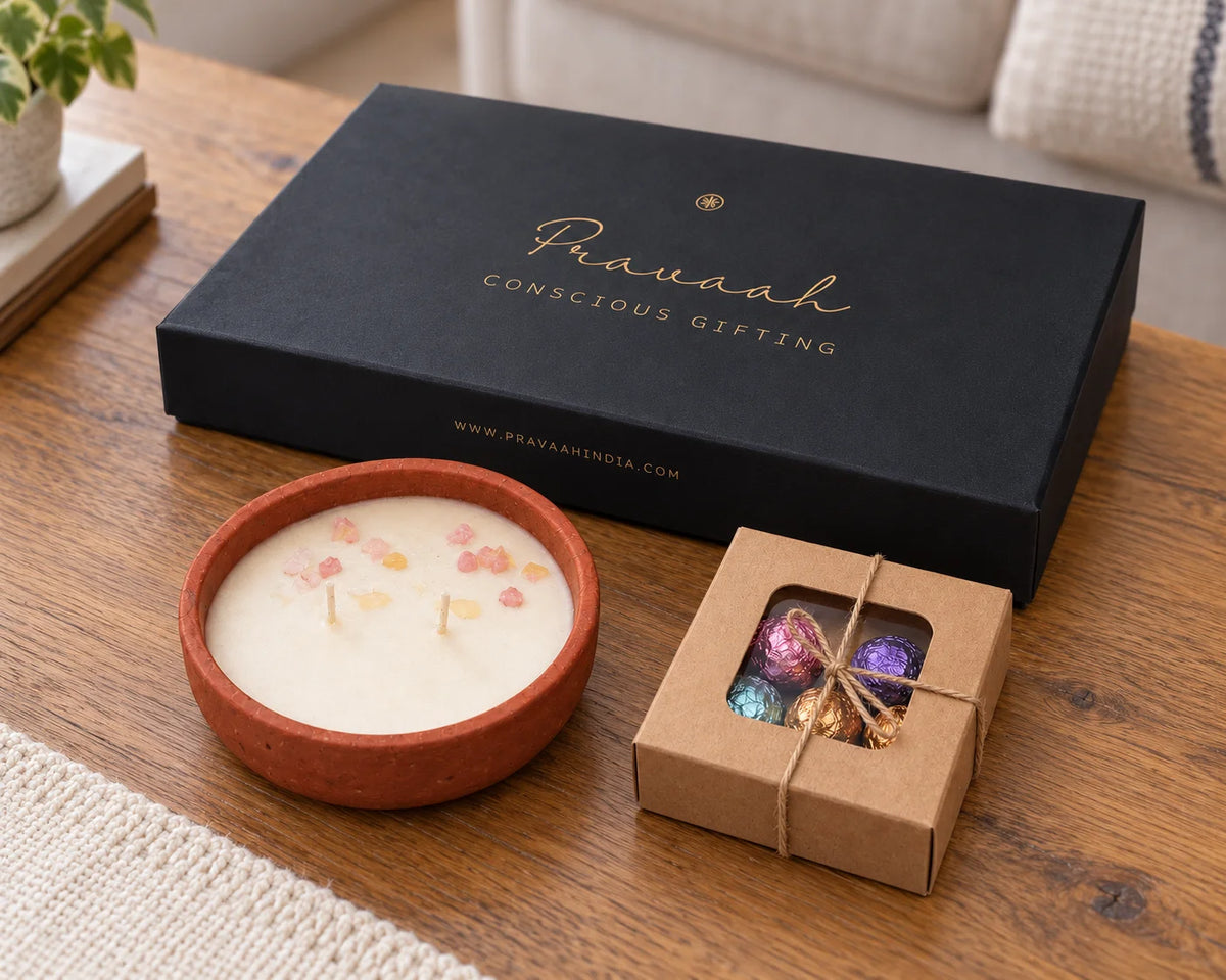 Utsav Gift Box | Soy Candle &amp; Handmade Chocolates Diwali Hamper