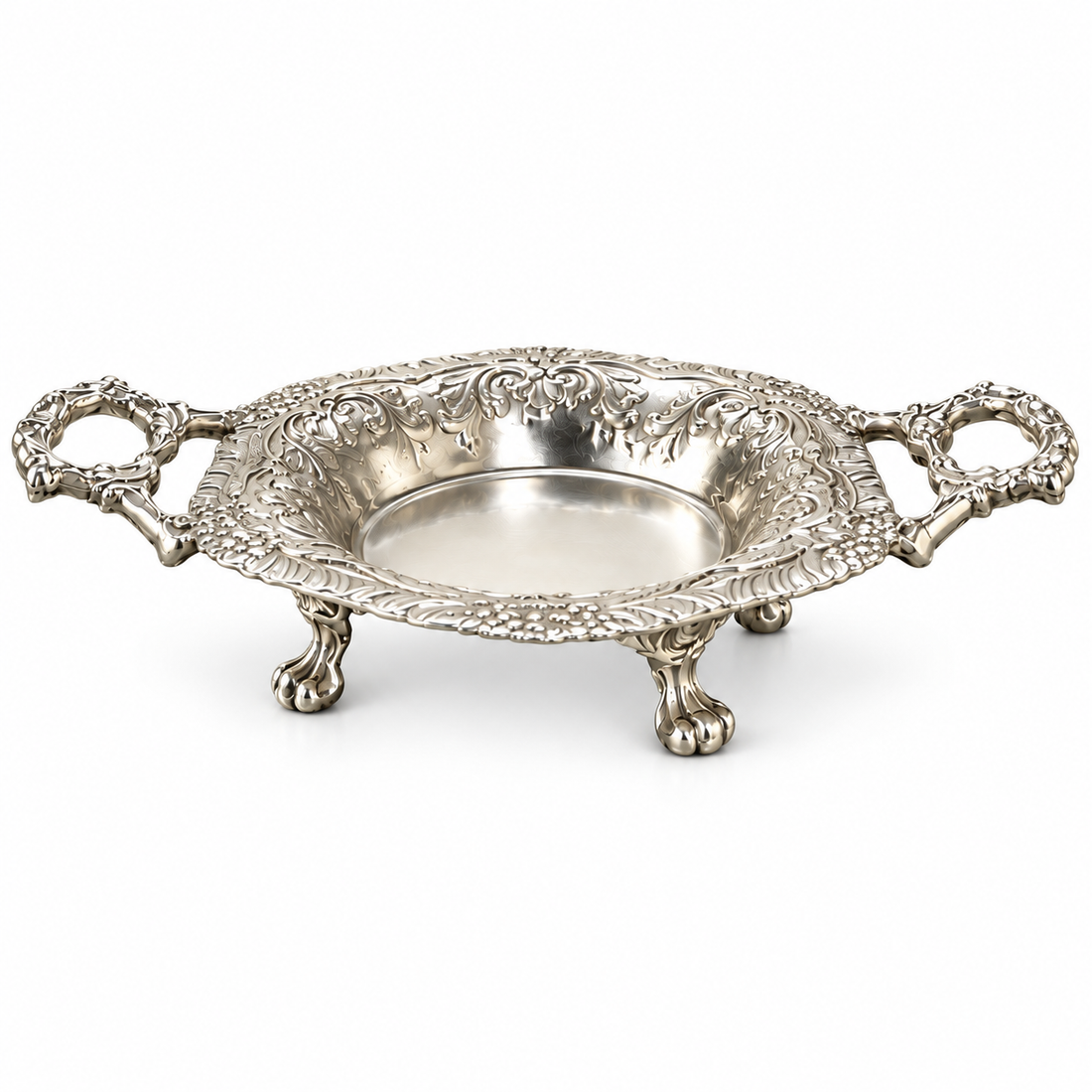 Alankaar Brass Trinket Tray | Flourish Multi-Use Tray Limited Edition | Silver Finish