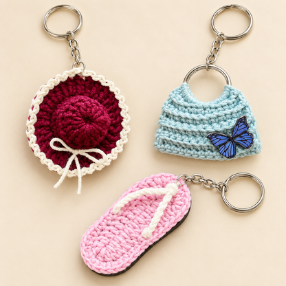Handmade Crochet Keychain, Assorted Surprise Design, Multiple Sizes