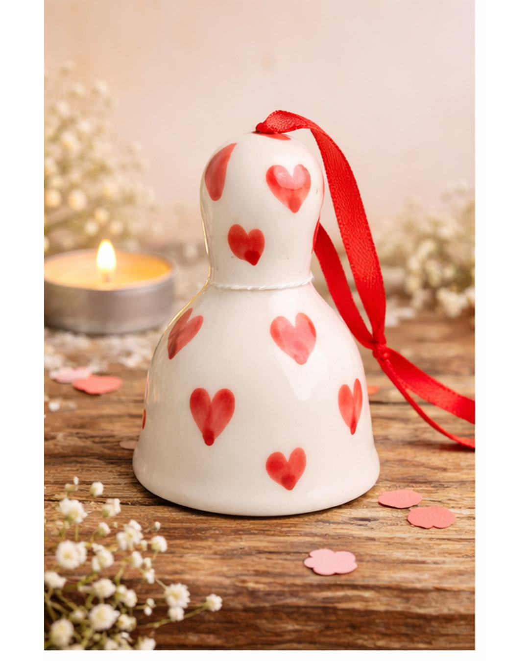 Mini Heart Ceramic Bell for Valentine’s Day | Small Gift Decor