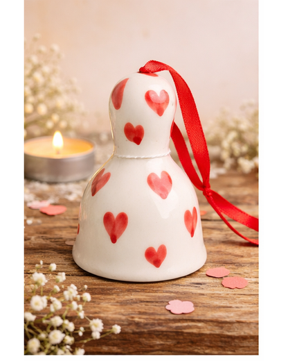Mini Heart Ceramic Bell for Valentine’s Day | Small Gift Decor
