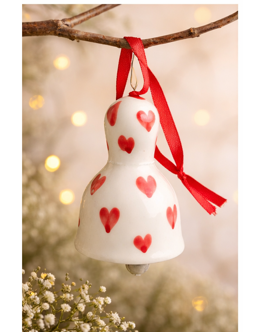 Mini Heart Ceramic Bell for Valentine’s Day | Small Gift Decor