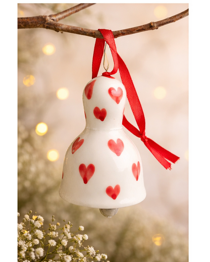 Mini Heart Ceramic Bell for Valentine’s Day | Small Gift Decor