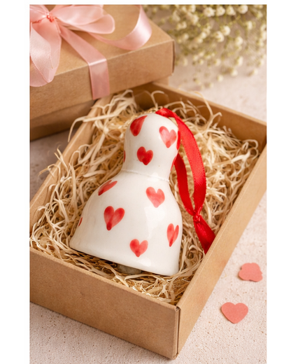 Mini Heart Ceramic Bell for Valentine’s Day | Small Gift Decor