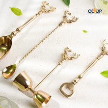 Load image into Gallery viewer, Saarang Bar Set | Lead-free Brass | Set of 4 | Gold

