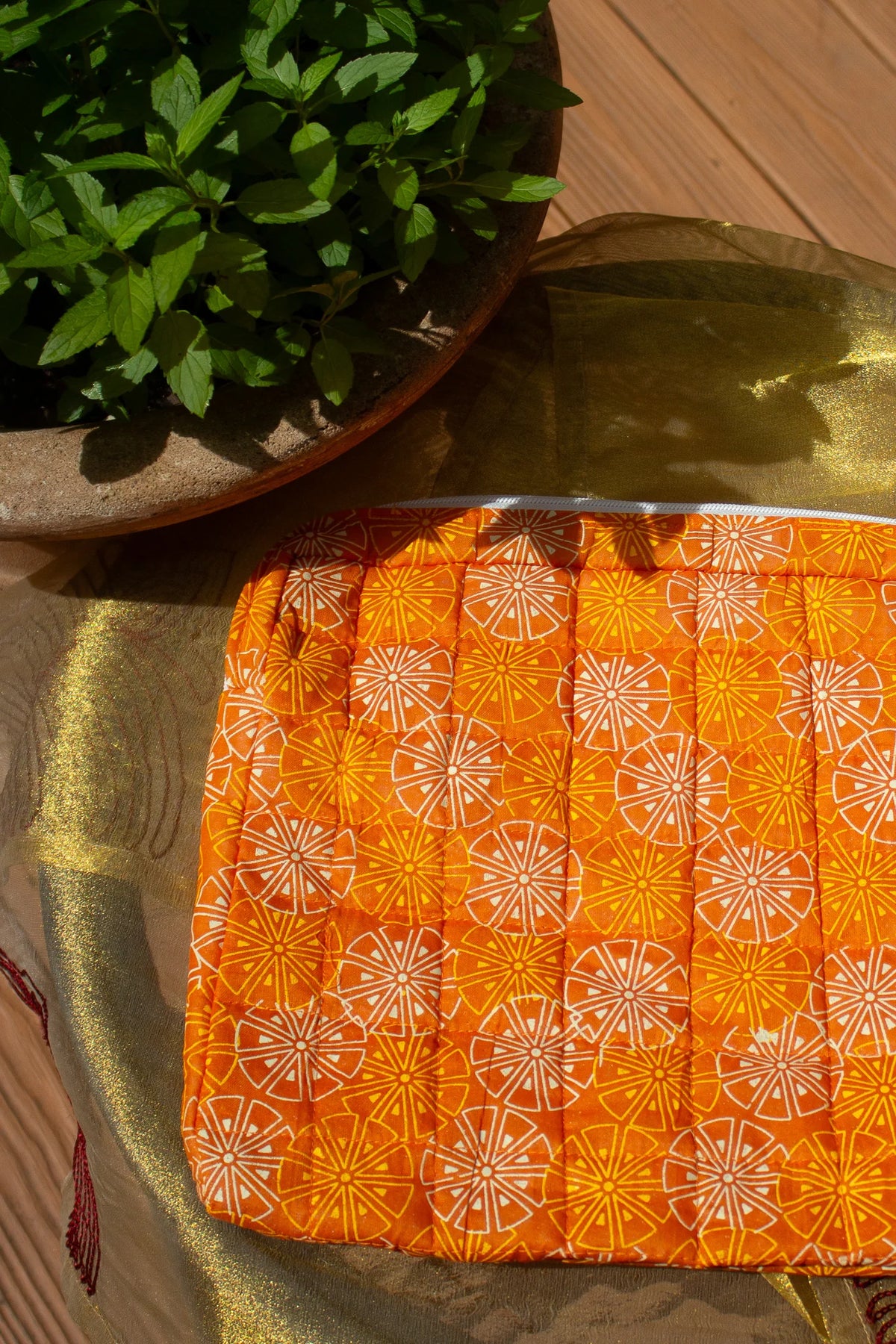 Quilted Cotton Laptop Sleeve with Zip Pocket, 13 &amp; 15 Inch | Punh Pravaah