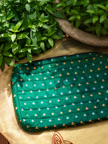 Quilted Cotton Laptop Sleeve with Zip Pocket, 13 &amp; 15 Inch | Punh Pravaah