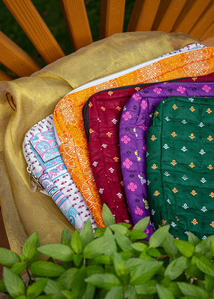 Quilted Cotton Laptop Sleeve with Zip Pocket, 13 &amp; 15 Inch | Punh Pravaah