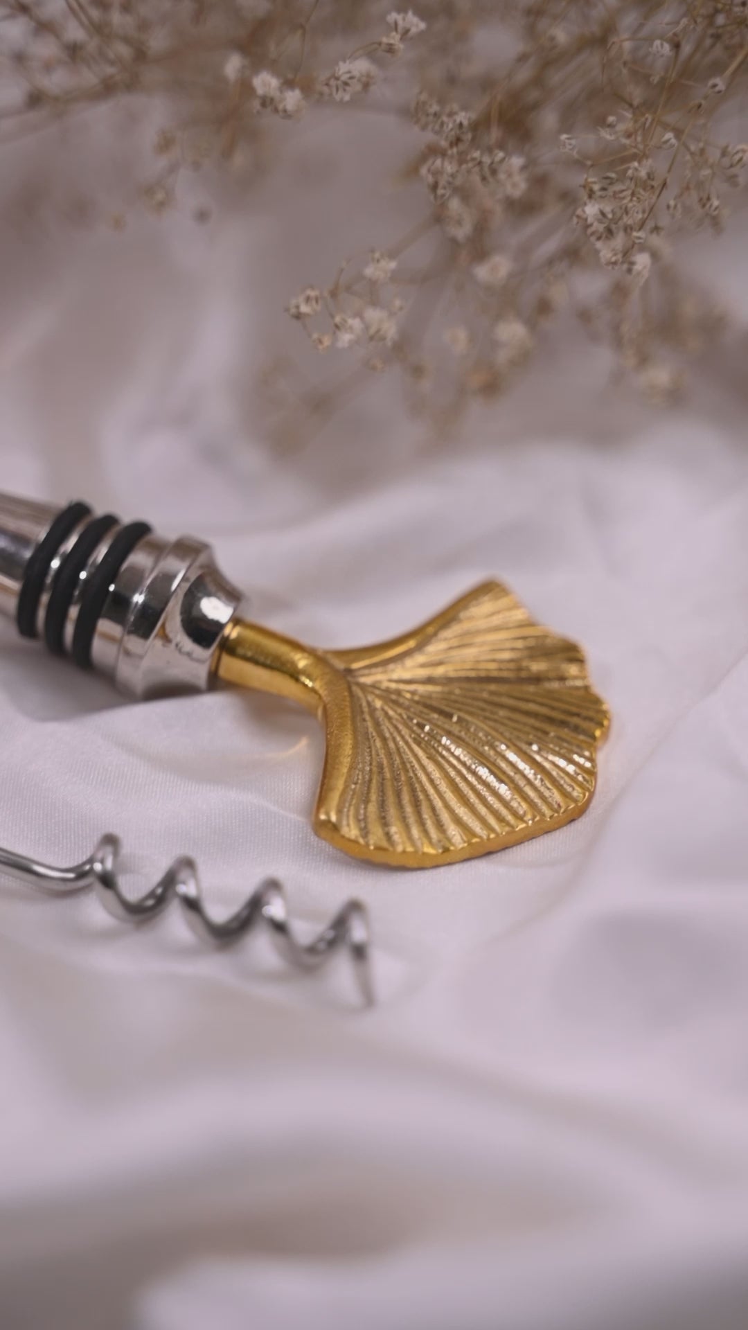 Seep Brass Wine Cork and Opener Set