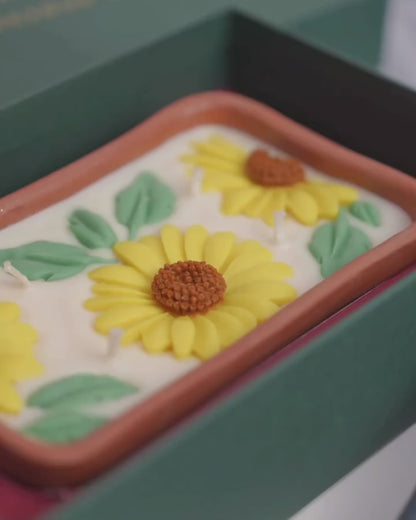 Jasmine Bergamont Soy Wax Candle | 4 Wick Terracotta Rectangular Bowl