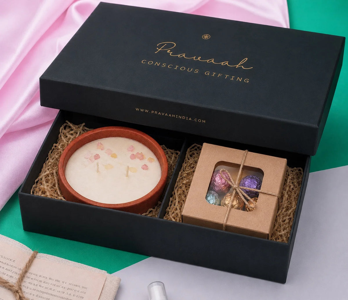 Utsav Gift Box | Soy Candle &amp; Handmade Chocolates Diwali Hamper