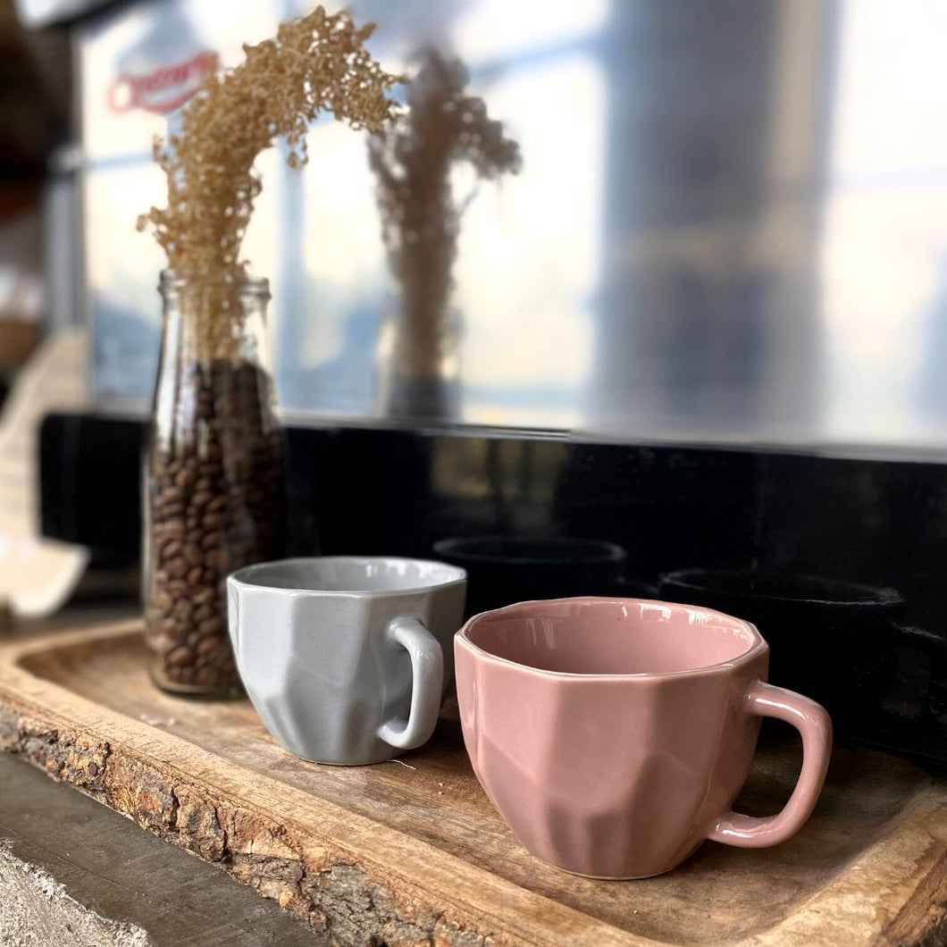 Saar Tea Cups | Pastel Pink and Pastel Grey