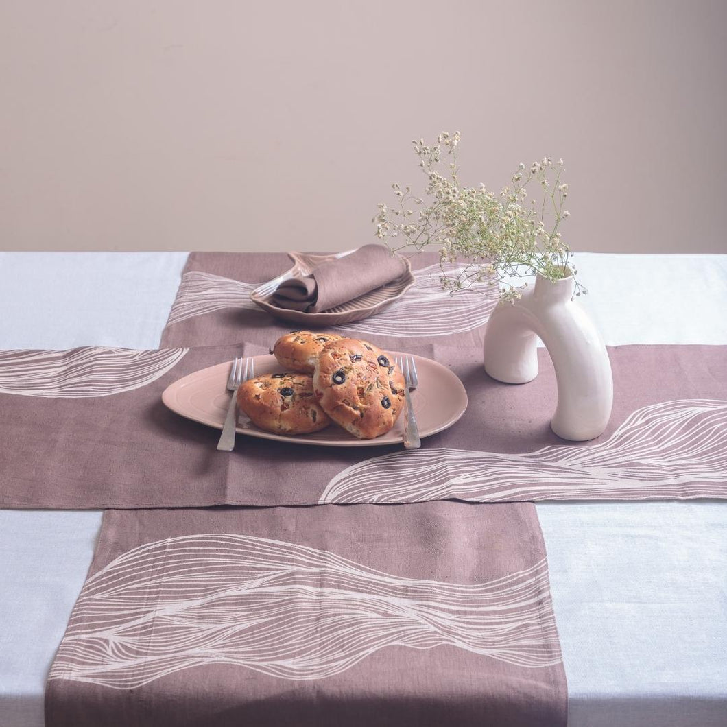 Eni Table Linen Set | Pure Hemp | Table Runner, Napkins and Placemats | Antibacterial Home Linens