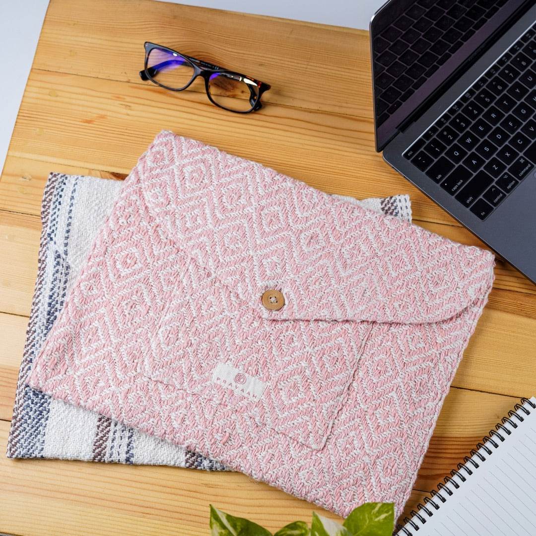 Kys Laptop Sleeve | Pink and Purple | Hemp Cotton Blend | Washable | Fits 11”-13” screen laptops