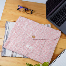 Load image into Gallery viewer, Kys Laptop Sleeve | Pink and Purple | Hemp Cotton Blend | Washable | Fits 11”-15” screen laptops

