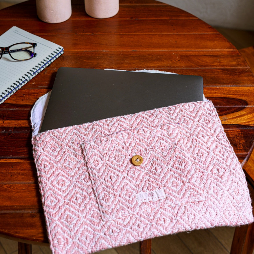 Kys Laptop Sleeve | Pink and Purple | Hemp Cotton Blend | Washable | Fits 11”-13” screen laptops